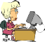 [Clipart of Woman using a computer]